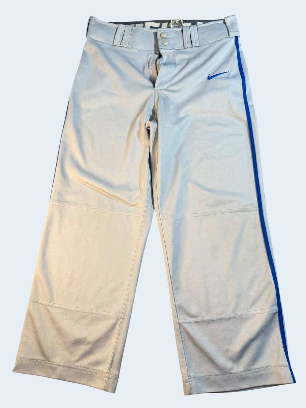 Nike Dri-FIT Baseball Pants XL Gray with Royal Blue Piping